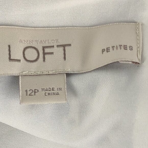 Ann Taylor Loft Petites Spaghetti Strap Zipper Back Pleated Blue Dress Size 12P - Picture 9 of 10